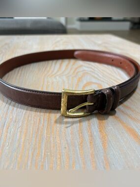 Coach brown leather belt worn brass buckle size 38